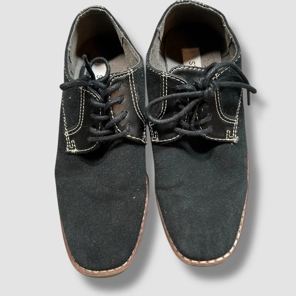 Steve Madden Bfold Oxfords Little Boy 1 Lace Up Faux Suede Black Dress Shoes